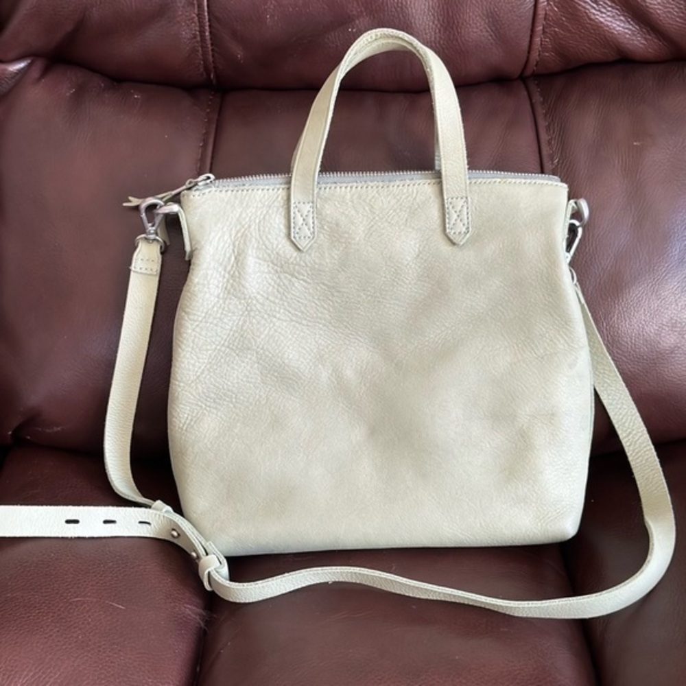 Madewell Transport Tote Green Leather Crossbody Zip Bag
